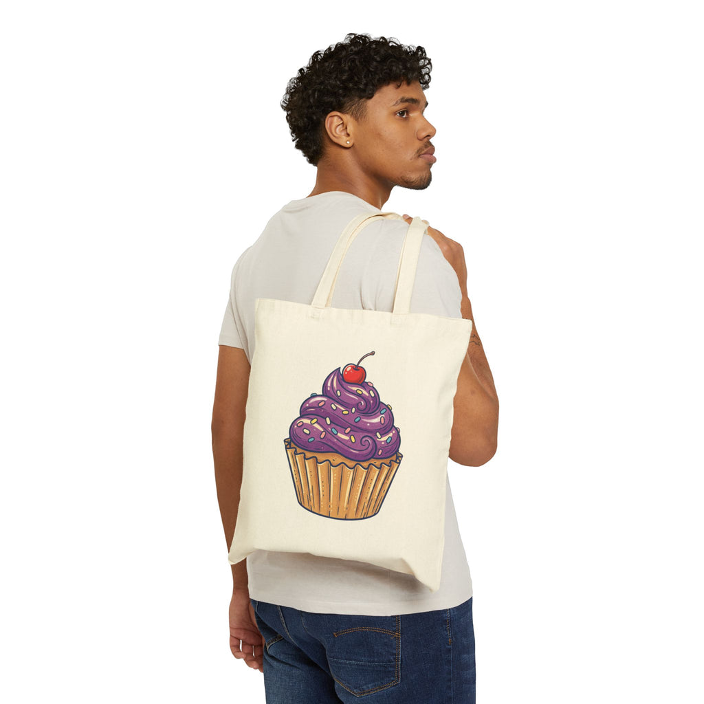 Purple Cupcake Cotton Canvas Tote Bag