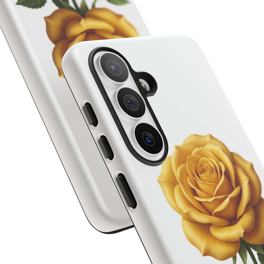 Yellow Rose Phone Case — Vintage Floral Tough Protective Cover