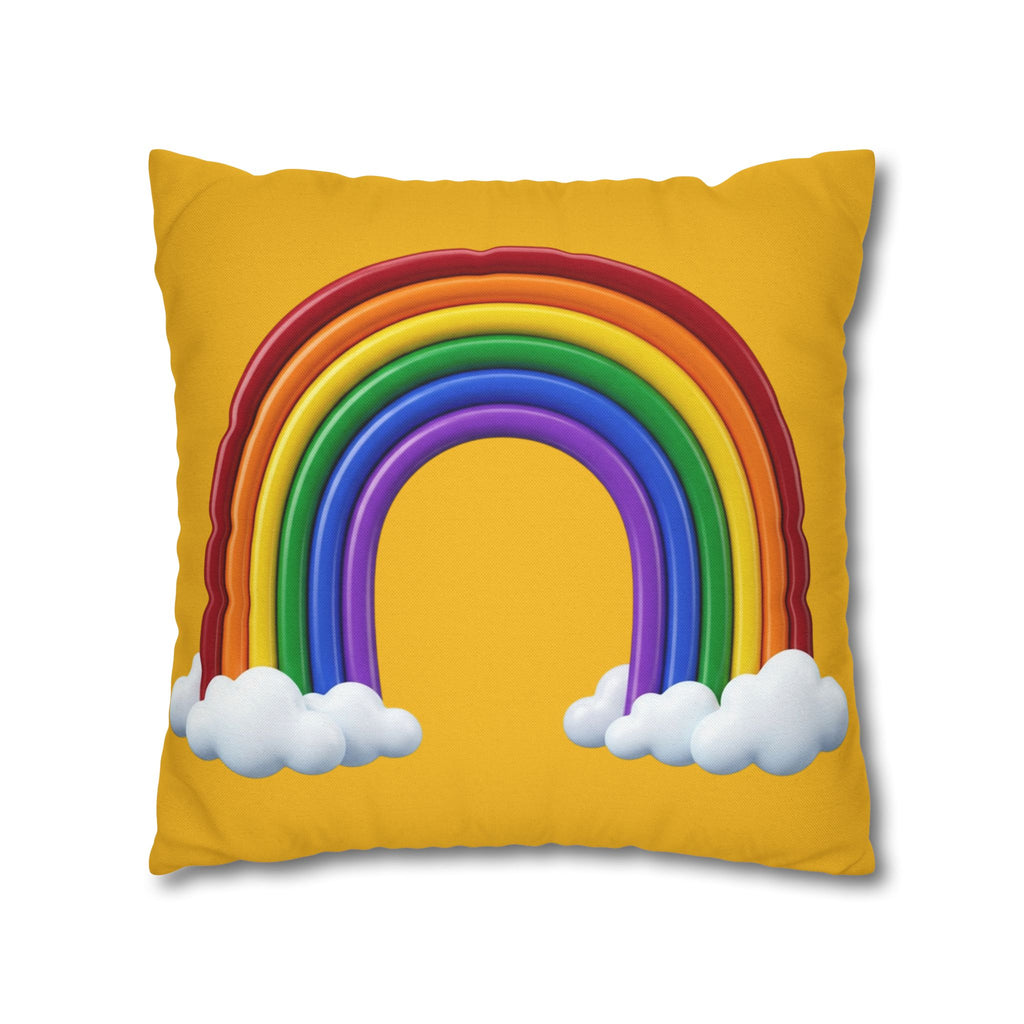 Rainbow Yellow Spun Polyester Square Pillowcase