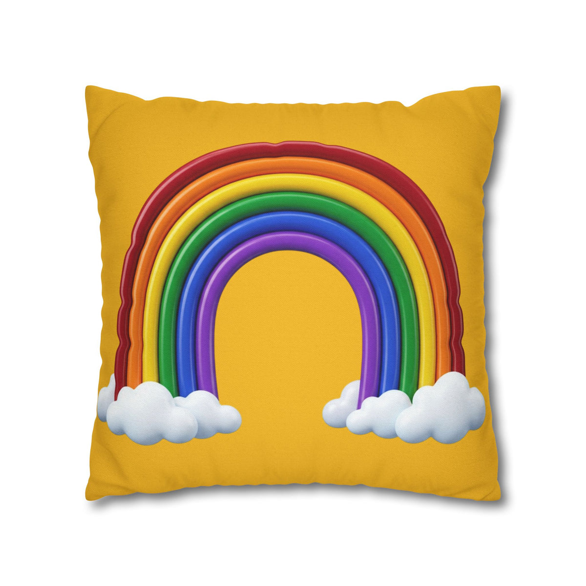 Rainbow Yellow Spun Polyester Square Pillowcase
