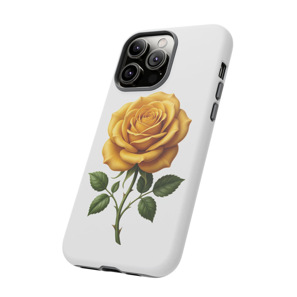 Yellow Rose Phone Case — Vintage Floral Tough Protective Cover