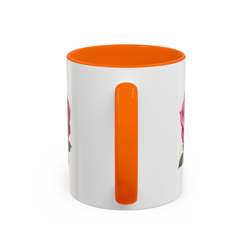 Pink Rose Accent Coffee Mug — Floral Tea & Coffee Cup (11/15 oz)