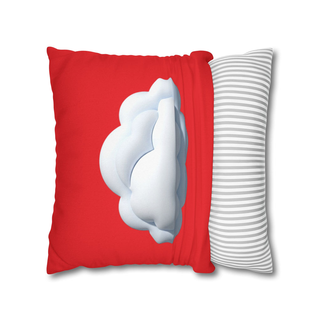 Cloud Graphic Red Pillowcase — Red Cute Cloud Decor