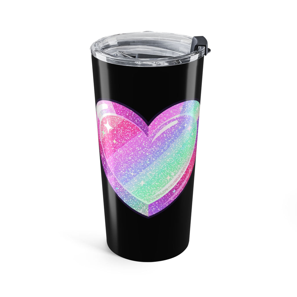 Pastel Glitter Heart Tumbler 20oz- Black