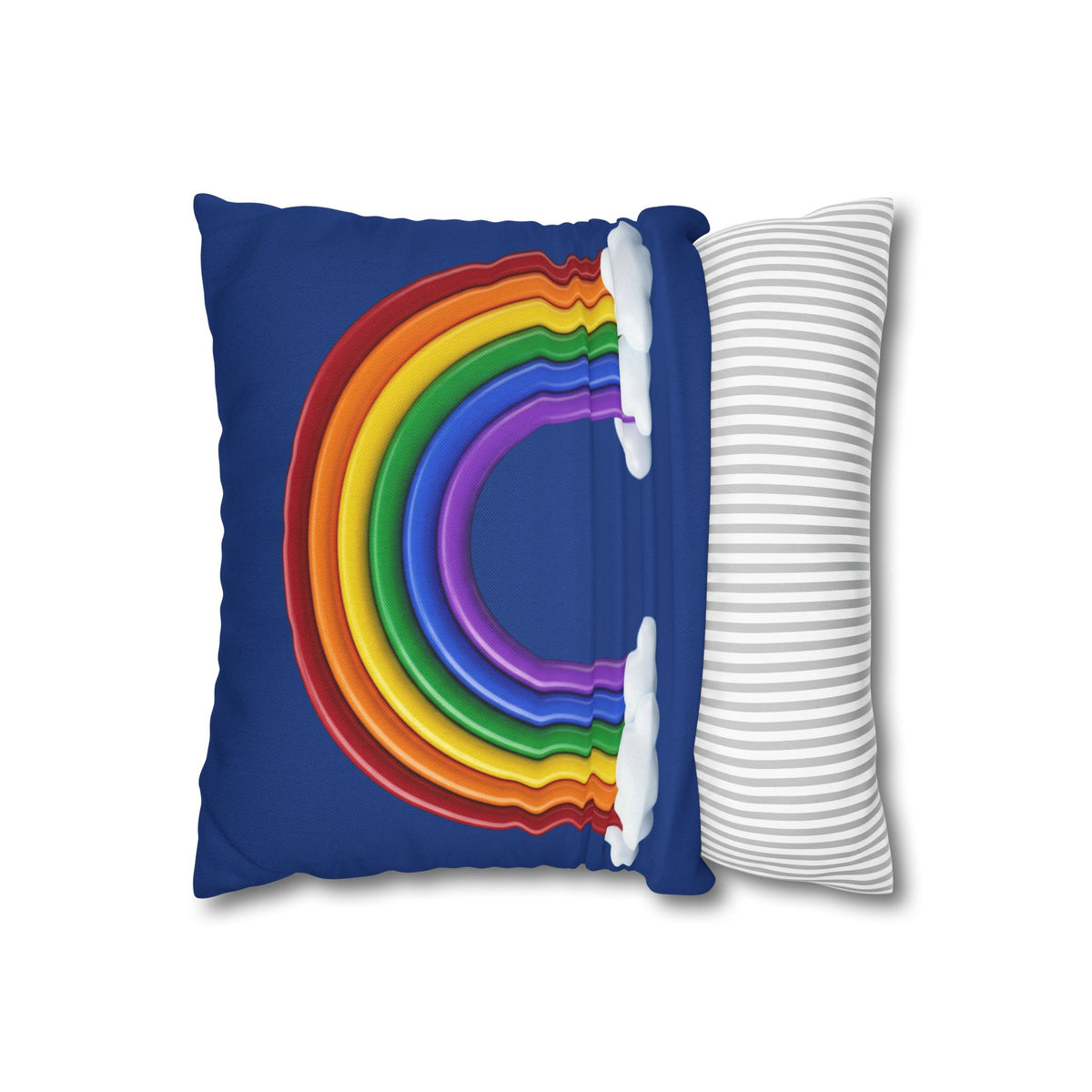 Rainbow Dark Blue Spun Polyester Square Pillowcase