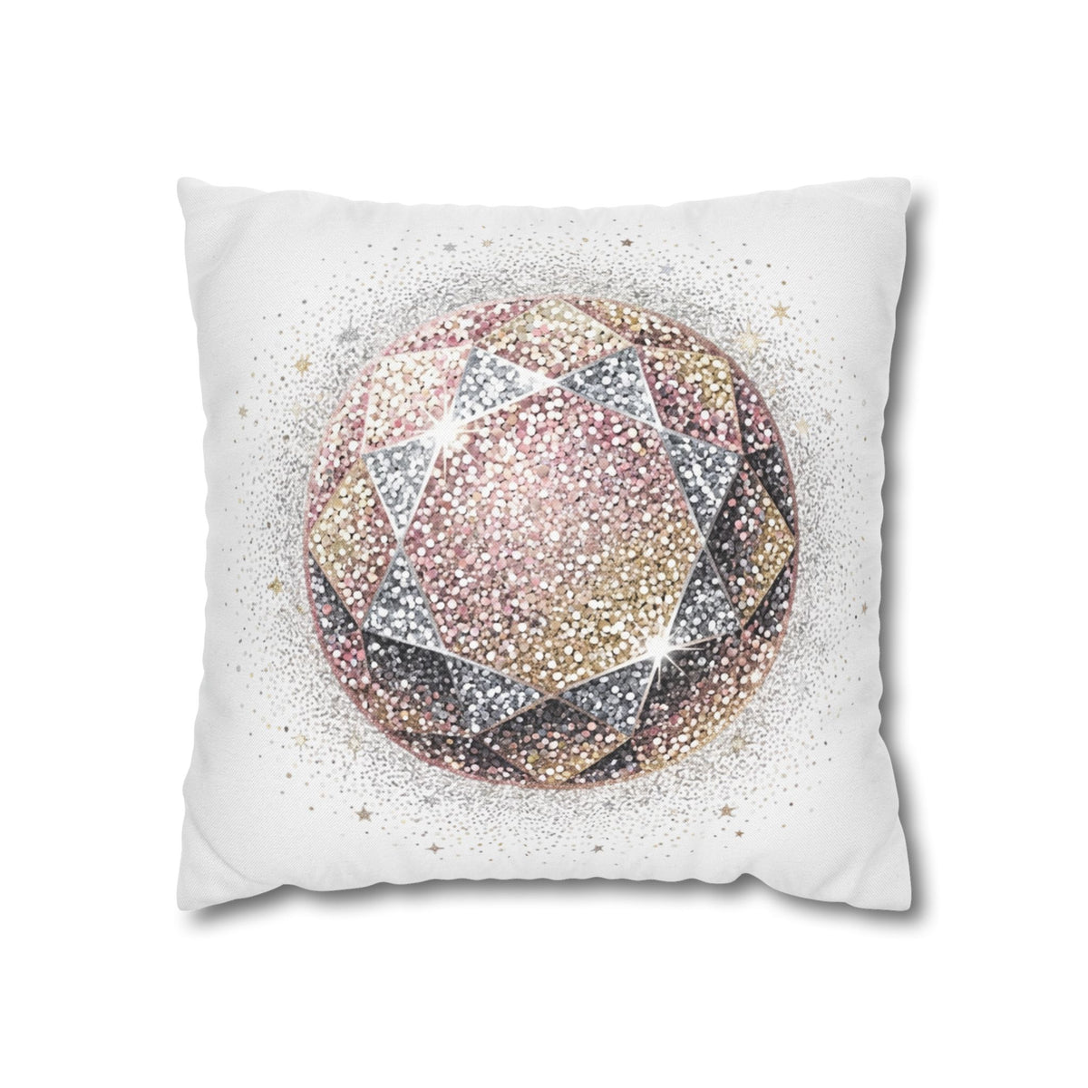 Glittery Spun Polyester Square Pillowcase- White