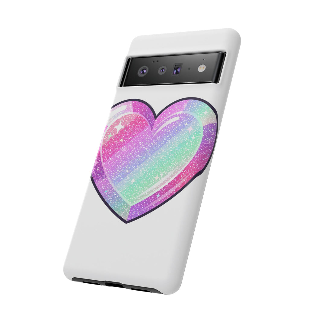 Pastel Glitter Heart Tough Phone Case — Cute Protective Phone Cover