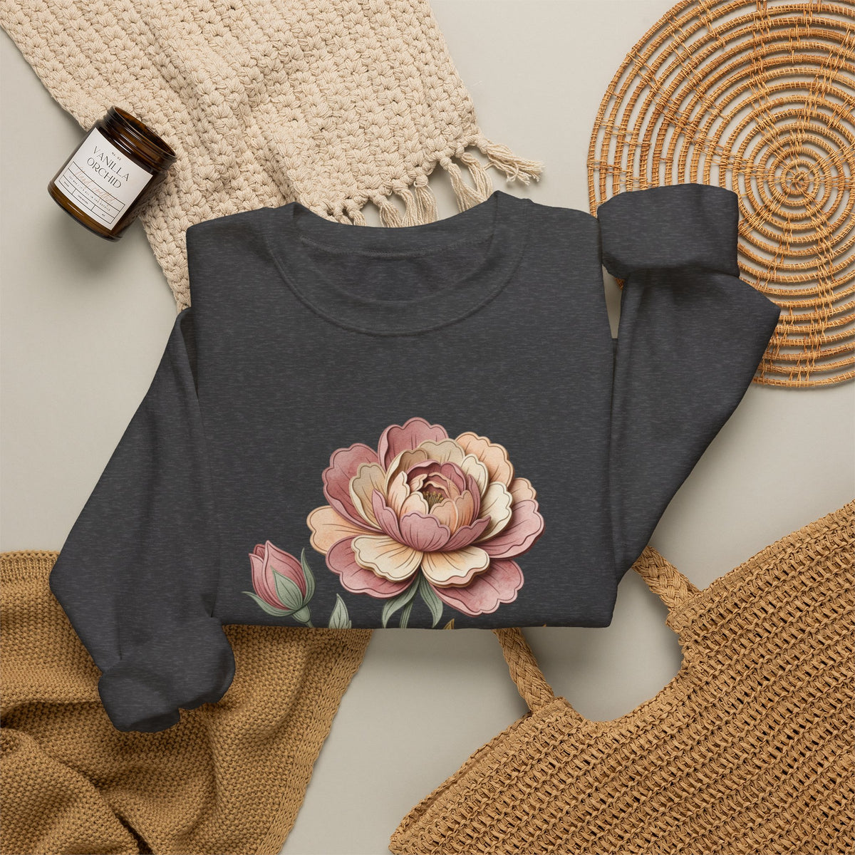 Floral Rose Crewneck Sweatshirt
