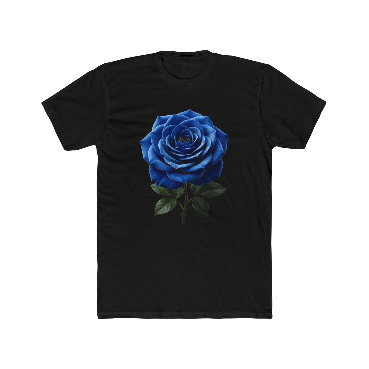 Blue Rose Tee — Realistic Floral Graphic T‑Shirt