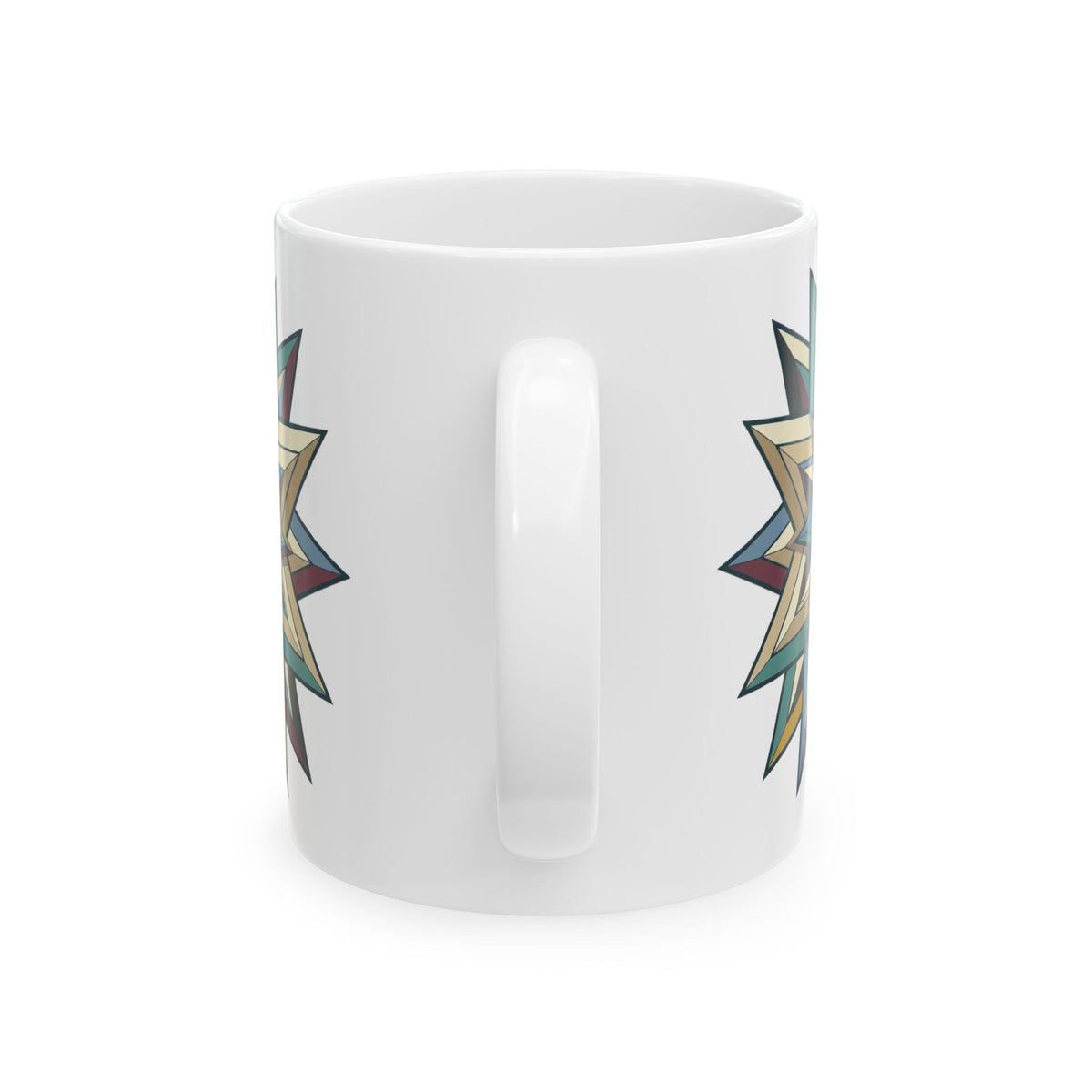 Geometric Starburst Ceramic Mug – Rustic Boho Coffee Cup (11oz & 15oz)