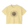 Starburst Floral Boxy Tee — Women's Boho Graphic Crop T-Shirt