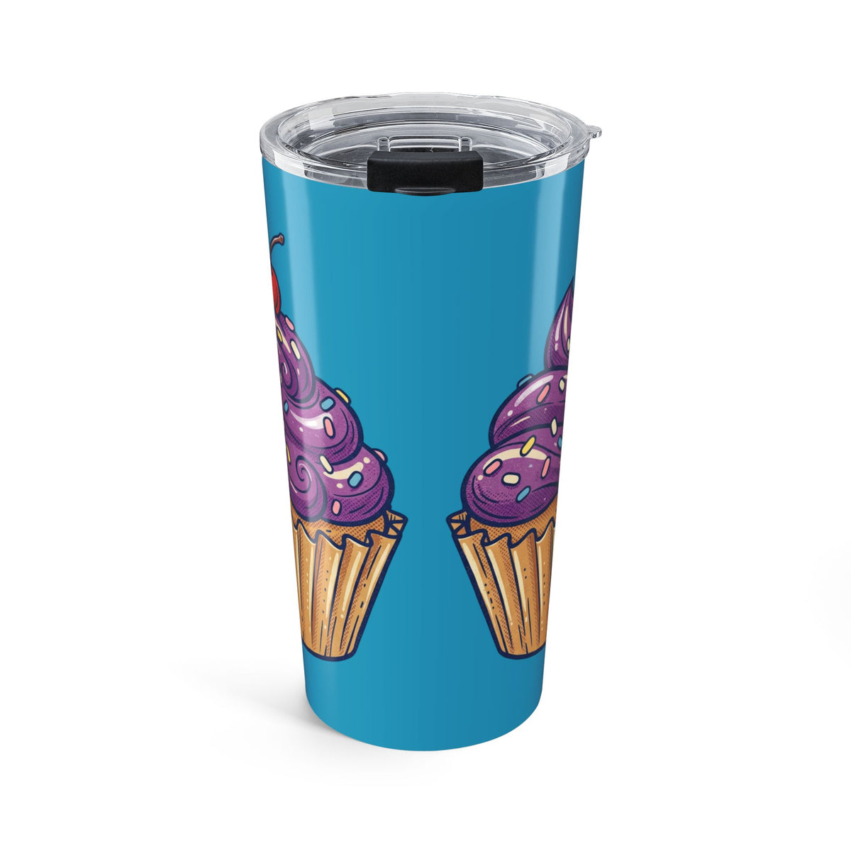 20oz Cup with Purple Cupcake Design — Insulated Travel Tumbler- Turquoise