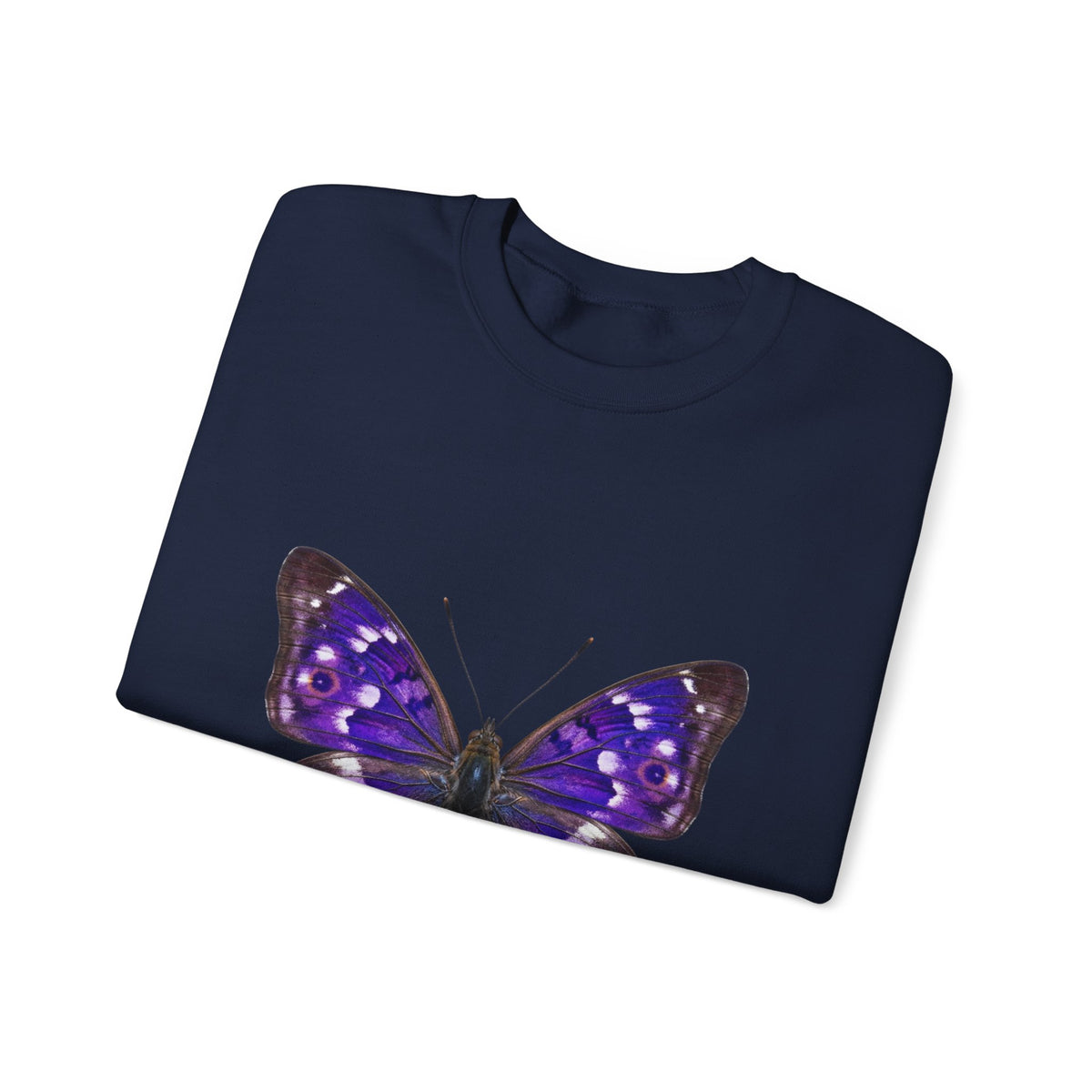 Purple Butterfly Crewneck Sweatshirt — Vibrant Nature Graphic Pullover