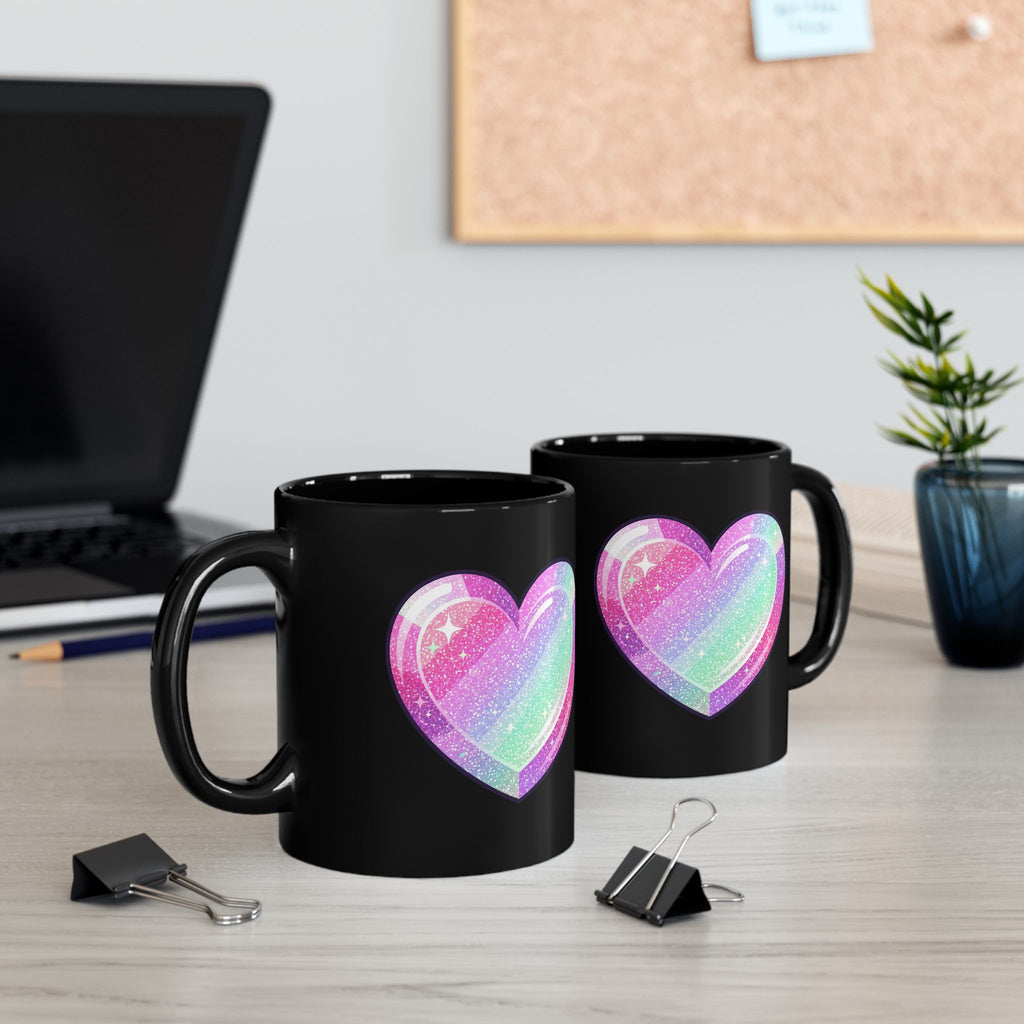 Glittery Heart Black Mug (11oz, 15oz)