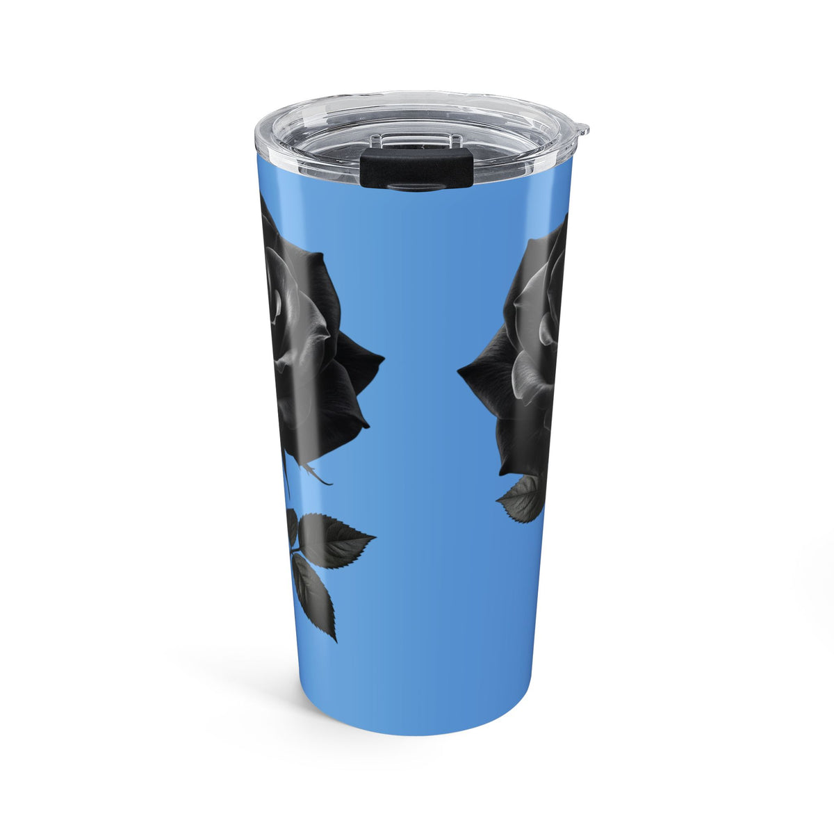 Black Rose 20oz Tumbler — Light Blue Floral Travel Mug