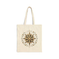 Canvas Tote Bag — Vintage Botanical Compass Rose Print