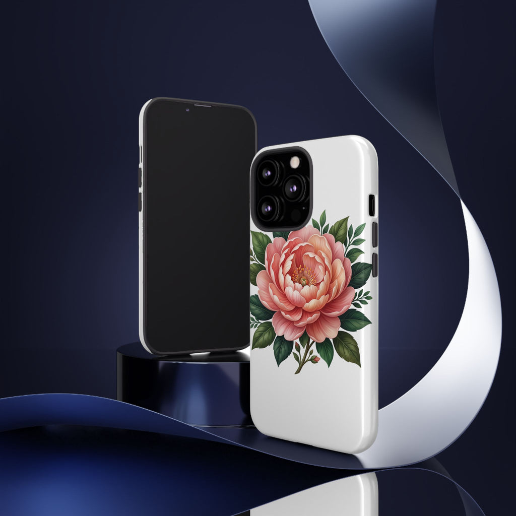 Floral Peony Tough Phone Case — Protective Botanical iPhone Cover