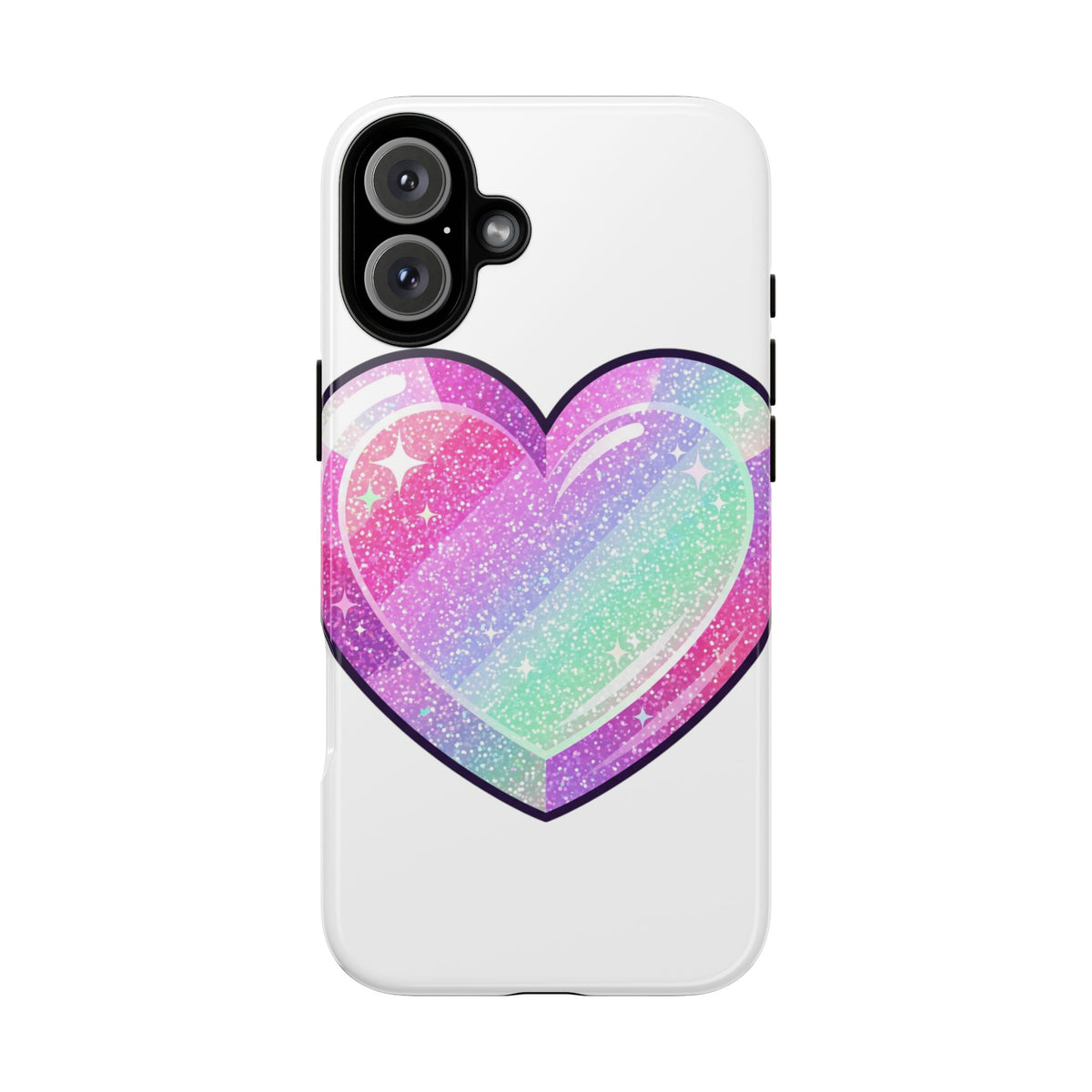 Pastel Glitter Heart Tough Phone Case — Cute Protective Phone Cover