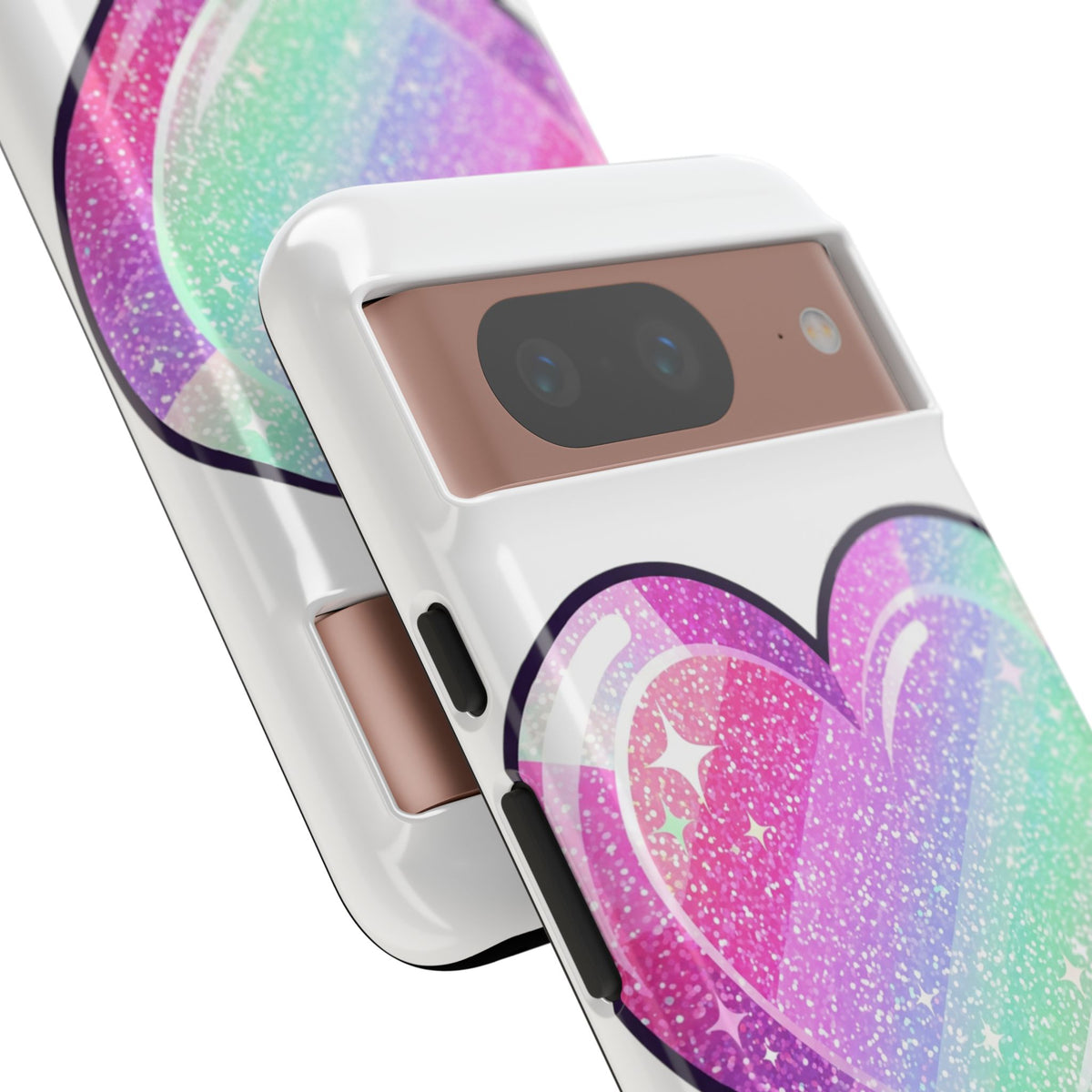Pastel Glitter Heart Tough Phone Case — Cute Protective Phone Cover