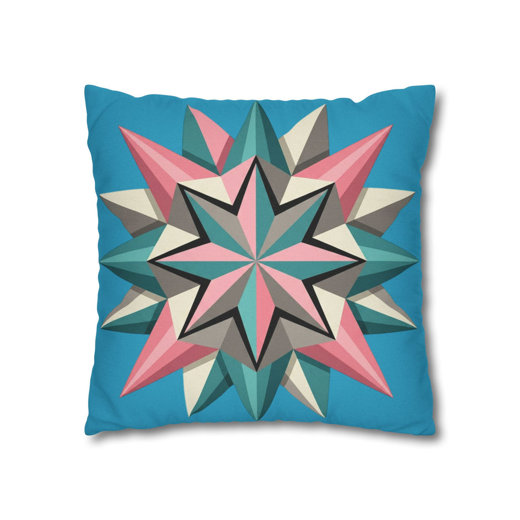 Geometric Starburst Decorative Pillowcase — Turquoise Pink Accent Cushion Cover