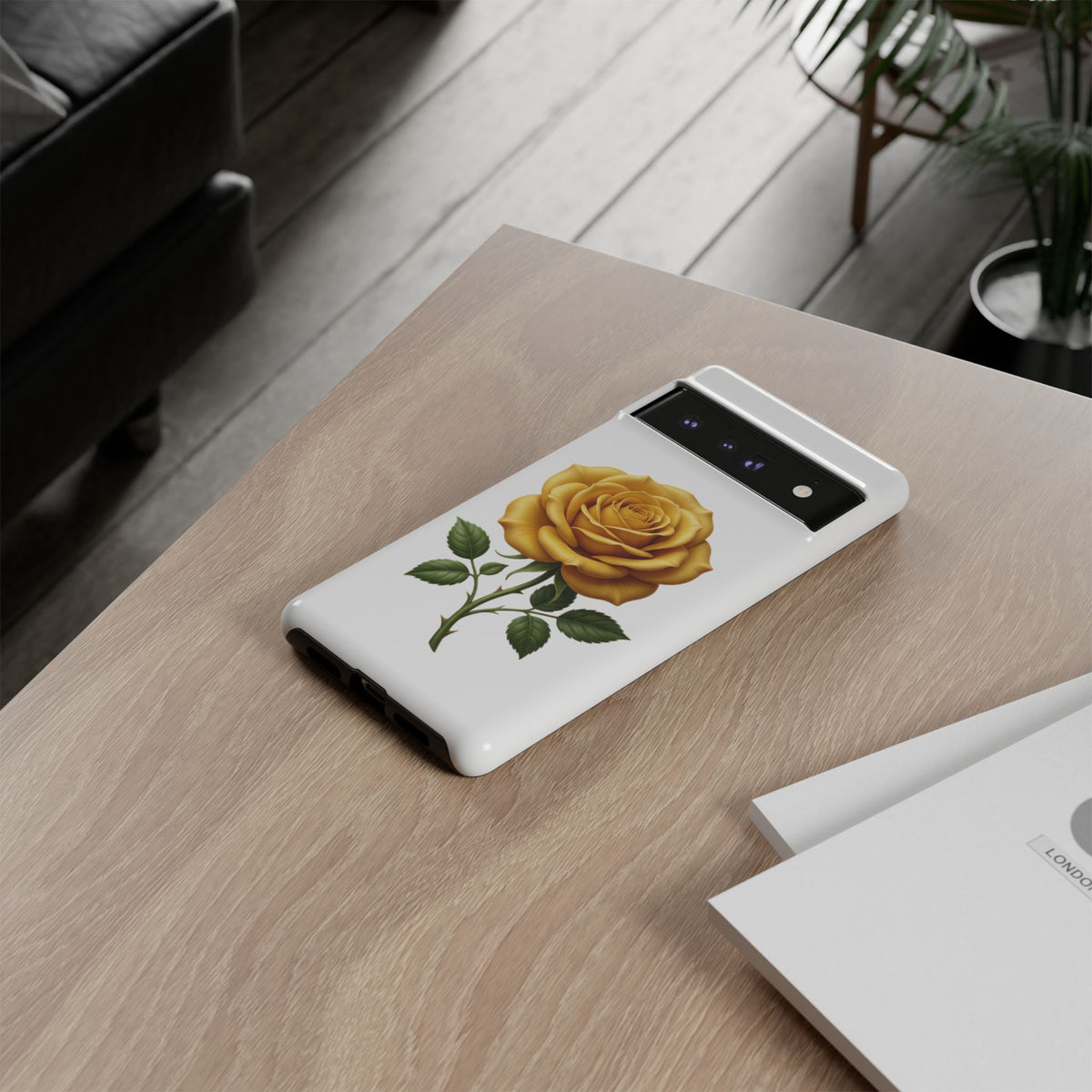 Yellow Rose Phone Case — Vintage Floral Tough Protective Cover