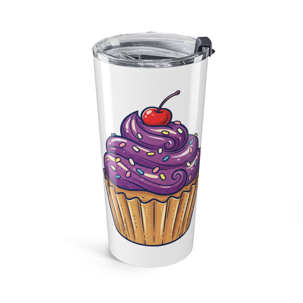 20oz Cupcake Tumbler White — Insulated Travel Cup with Purple Frosting Design