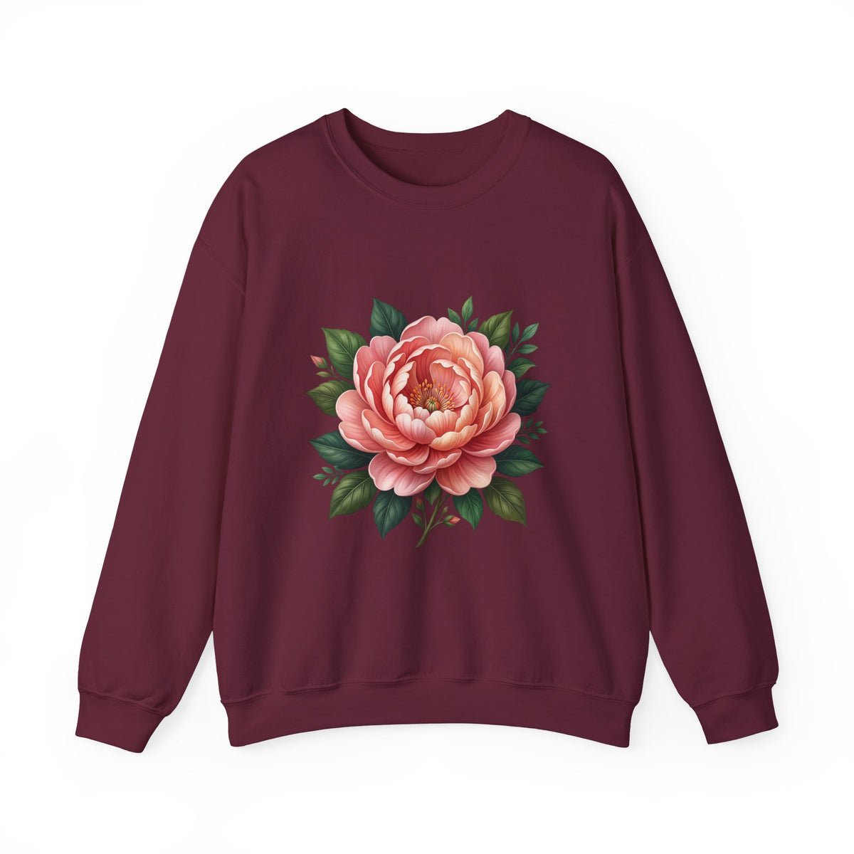 Floral Peony Crewneck Sweatshirt — Vintage Pink Flower Pullover