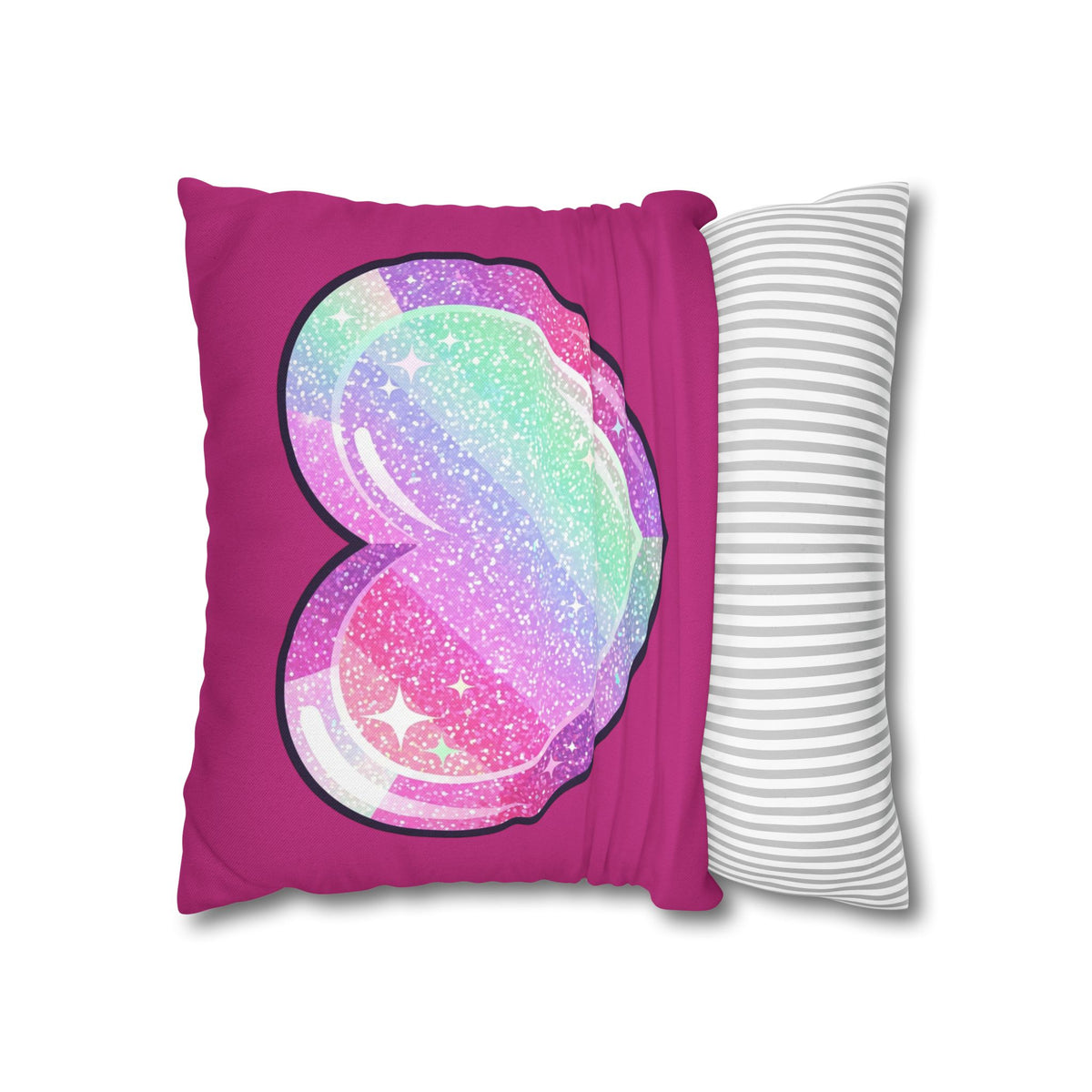 Pastel Glitter Heart Pillowcase Spun Polyester Square Pillowcase- Magenta