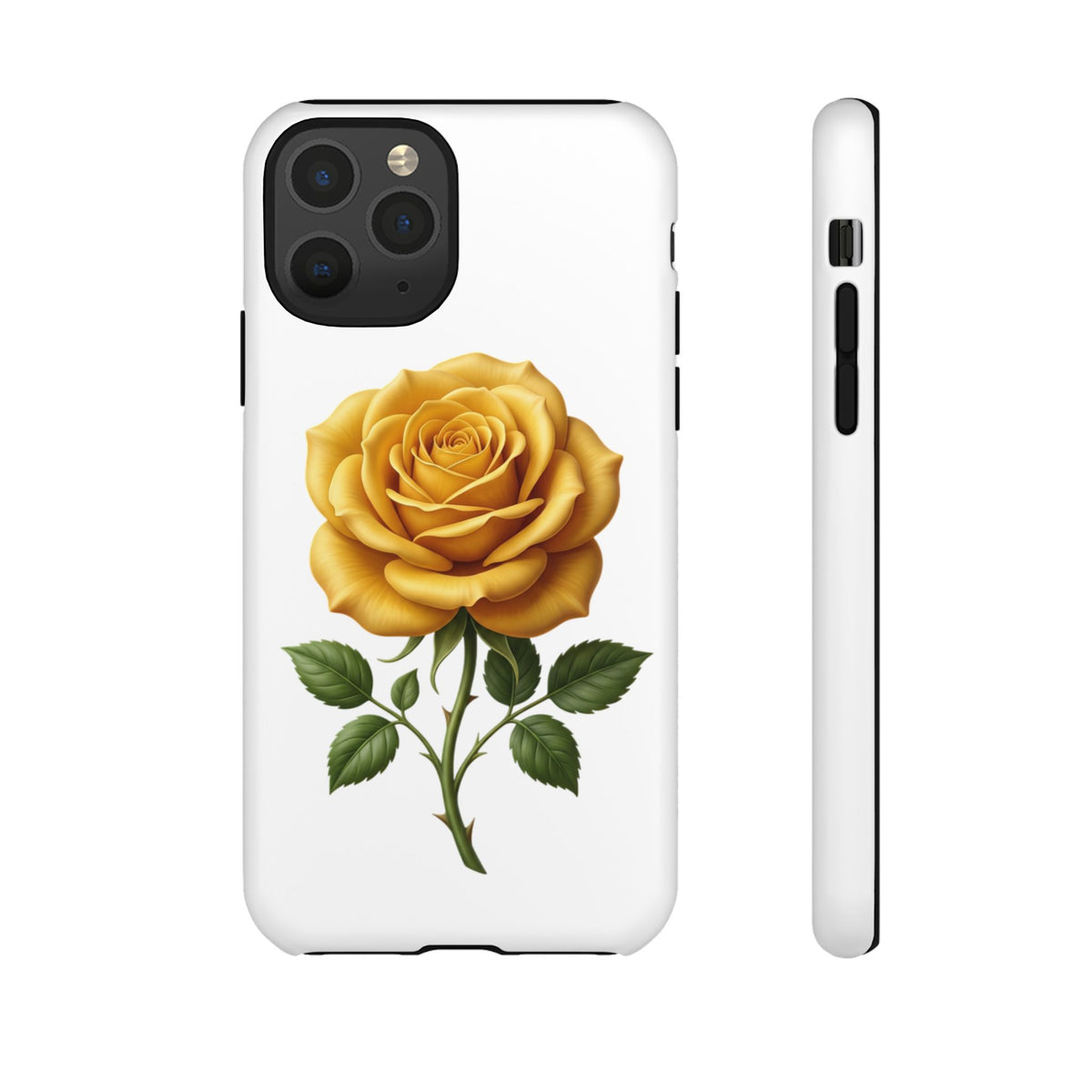 Yellow Rose Phone Case — Vintage Floral Tough Protective Cover