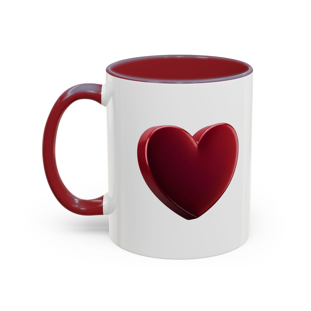 Heart Accent Coffee Mug – Red 3D Heart Design, Valentine’s Day Gift