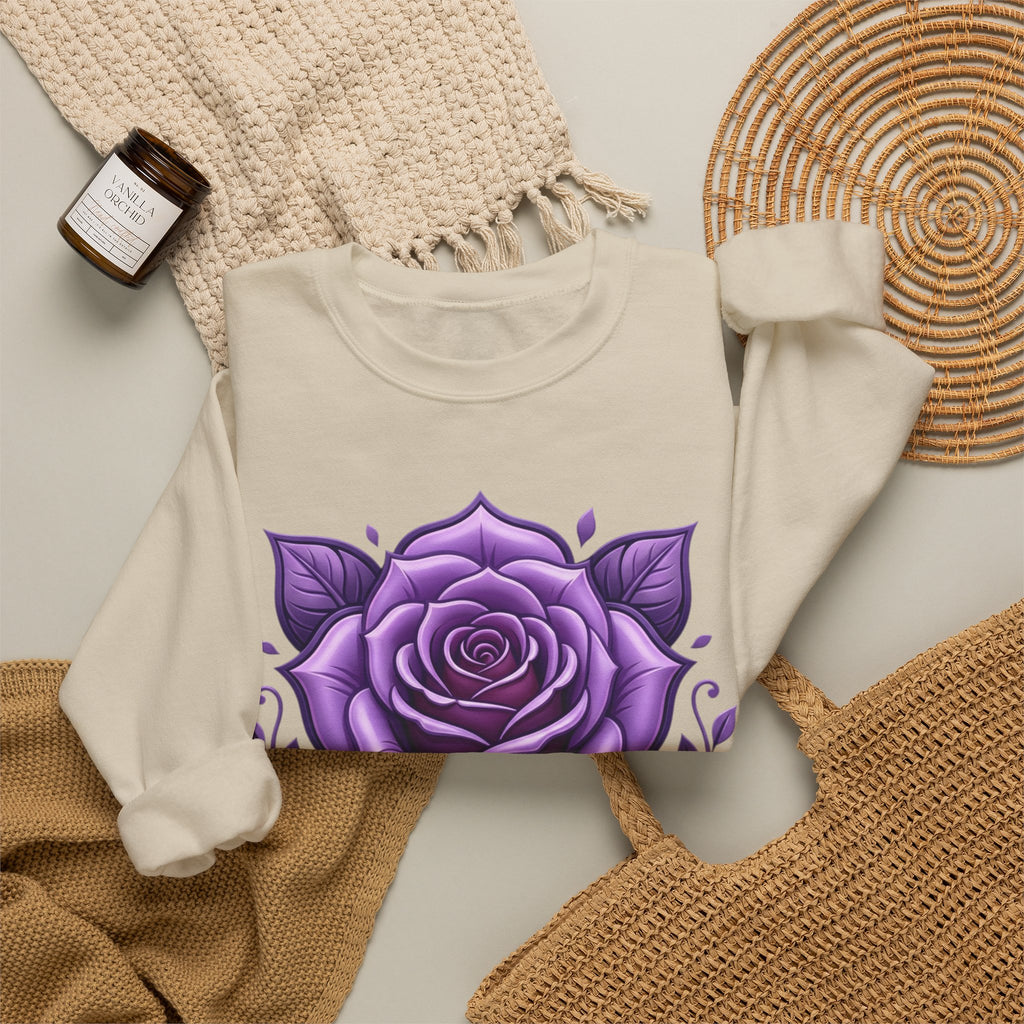 Purple Rose Crewneck Sweatshirt