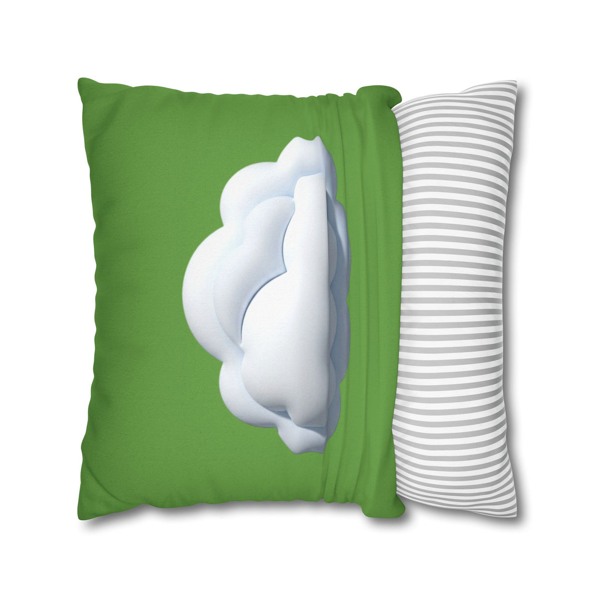 Green Cloud Decorative Pillowcase — Soft White Cloud Accent Cushion Cover