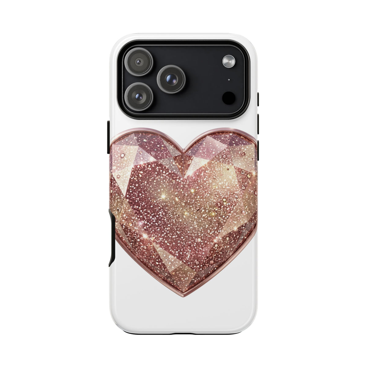 Rose Gold Glitter Crystal Heart Phone Case