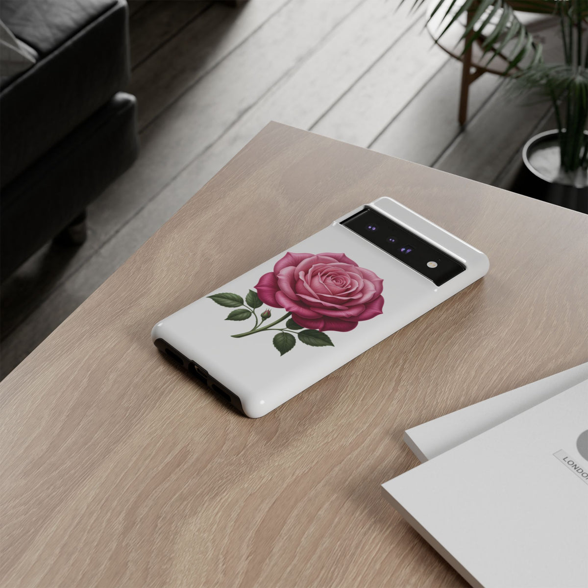 Pink Rose Tough Phone Case — Floral Protective iPhone Cover