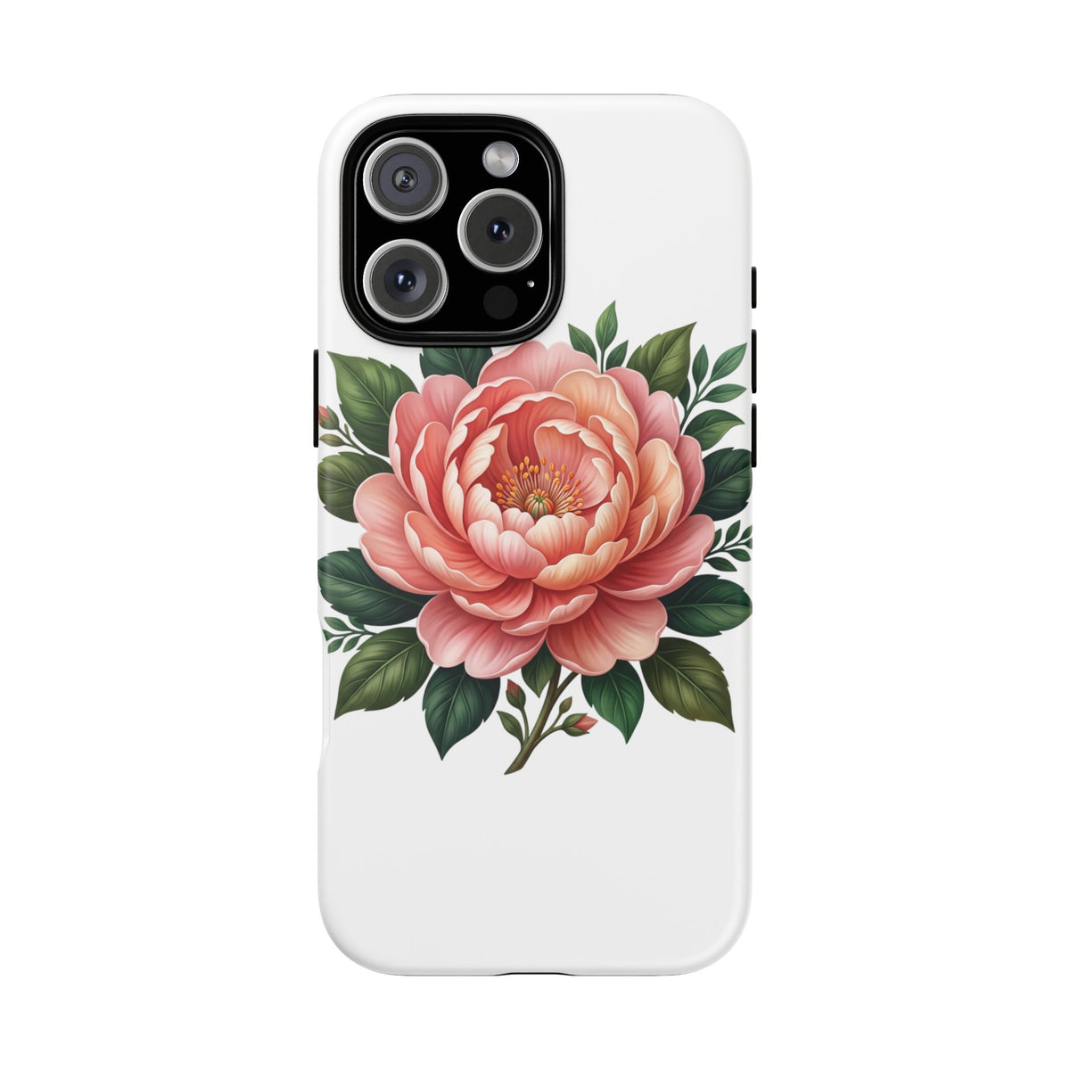 Floral Peony Tough Phone Case — Protective Botanical iPhone Cover