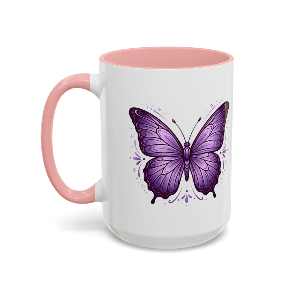 Purple Butterfly Accent Coffee Mug — 11oz & 15oz Decorative Tea Cup