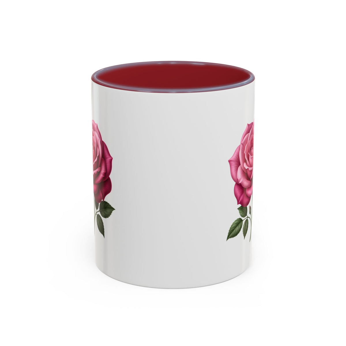 Pink Rose Accent Coffee Mug — Floral Tea & Coffee Cup (11/15 oz)
