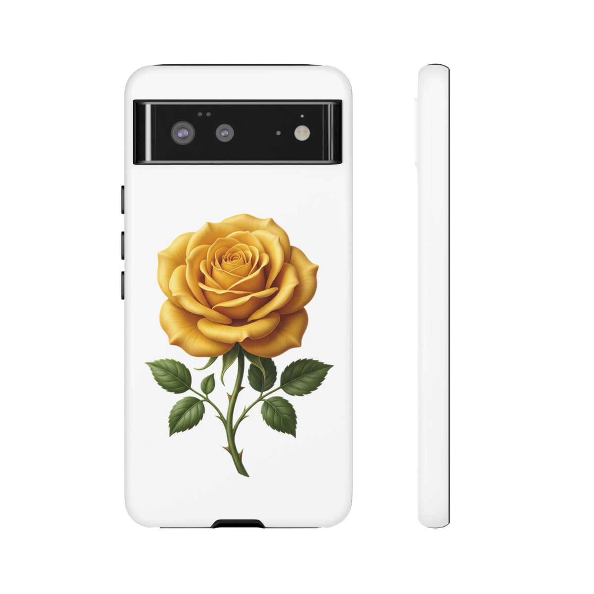 Yellow Rose Phone Case — Vintage Floral Tough Protective Cover