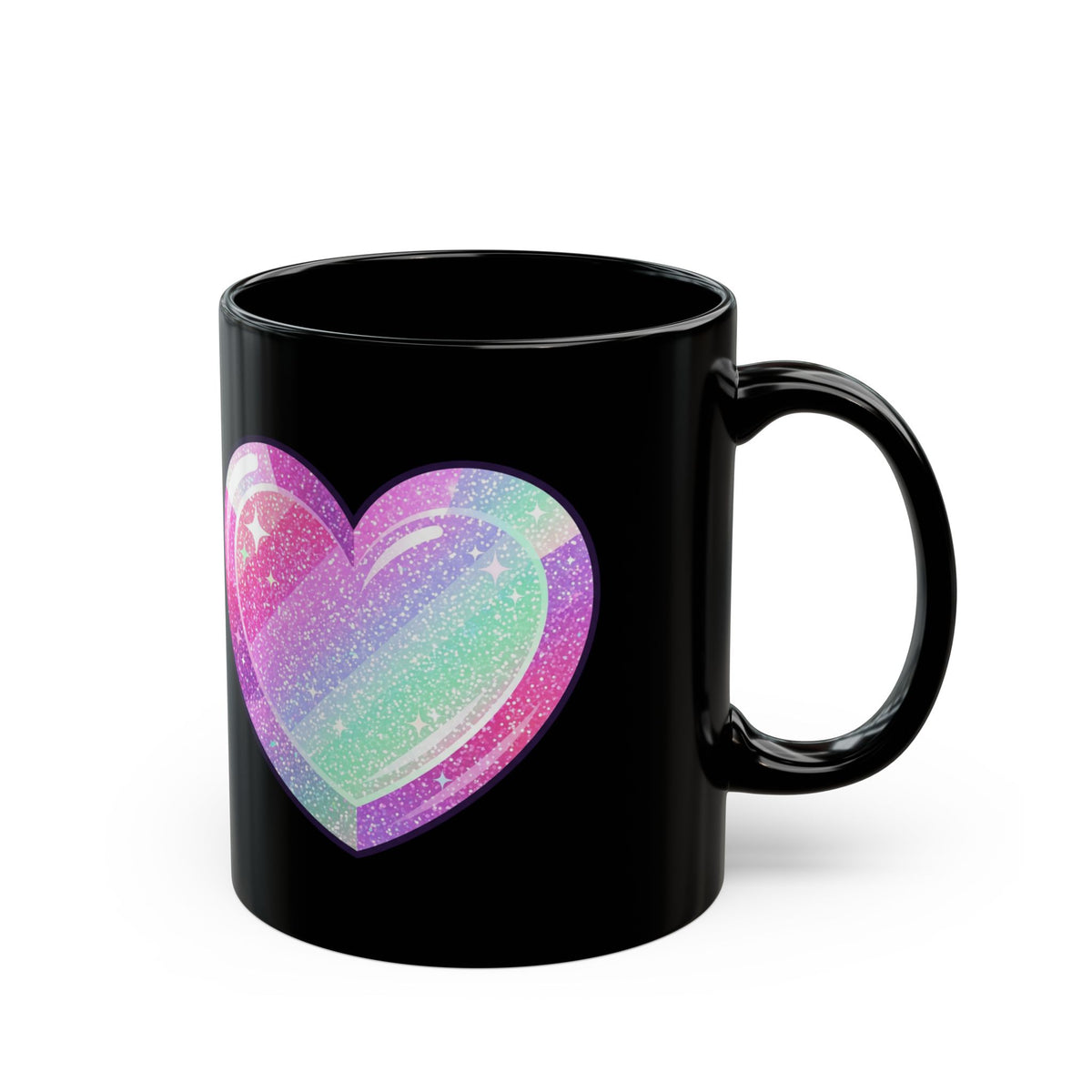 Glittery Heart Black Mug (11oz, 15oz)