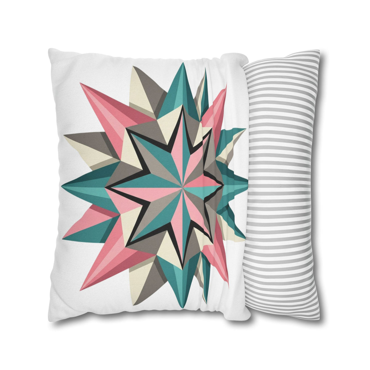 Geometric Starburst Throw Pillowcase — Pink Teal Modern Decorative Cushion Cover