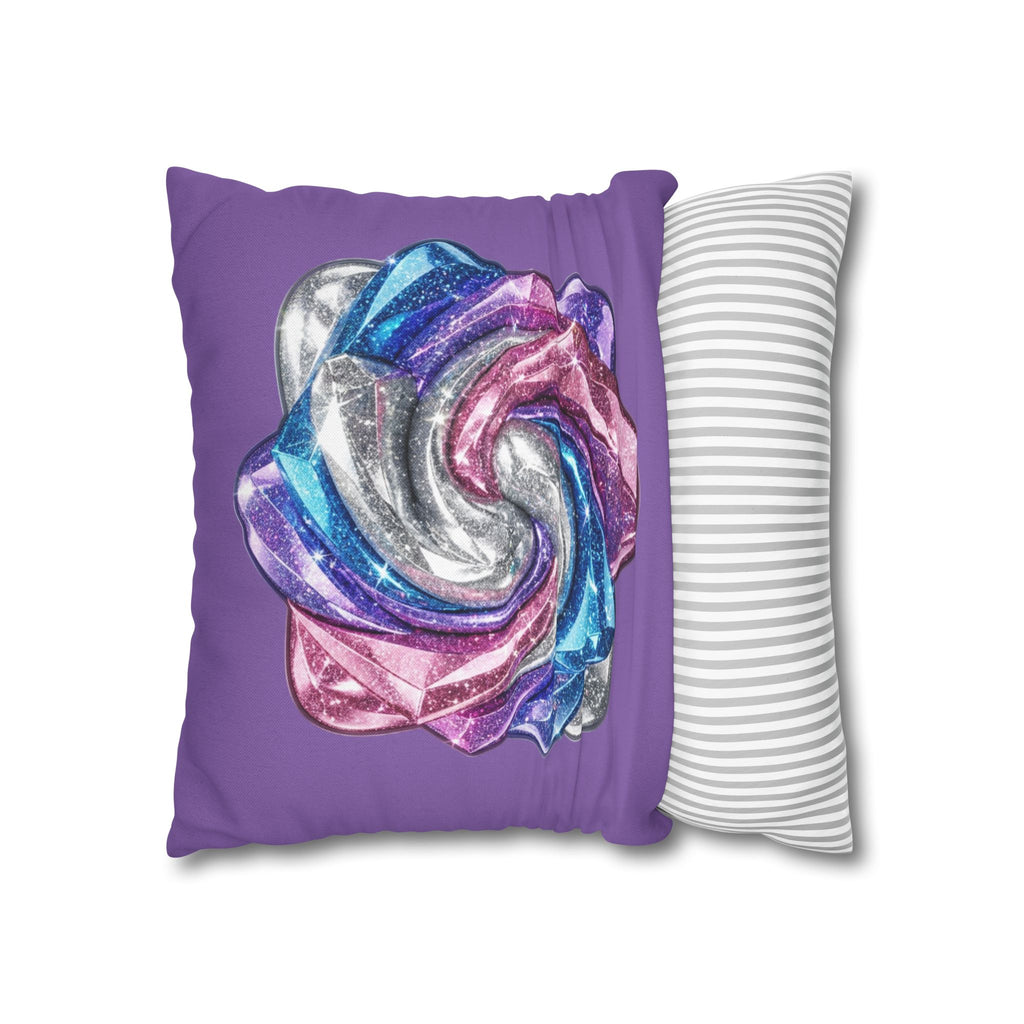 3D Glitter Design Light Purple Spun Polyester Square Pillowcase
