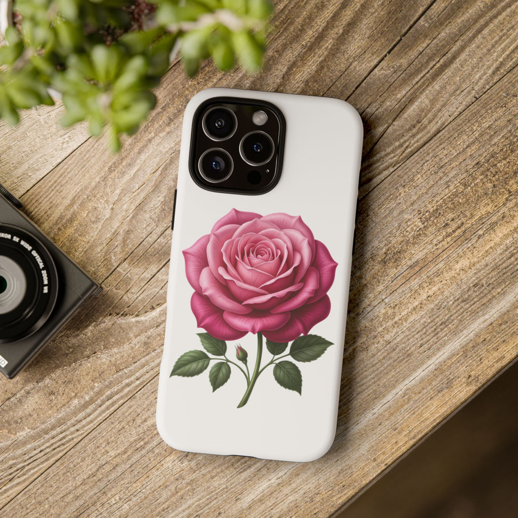 Pink Rose Tough Phone Case — Floral Protective iPhone Cover