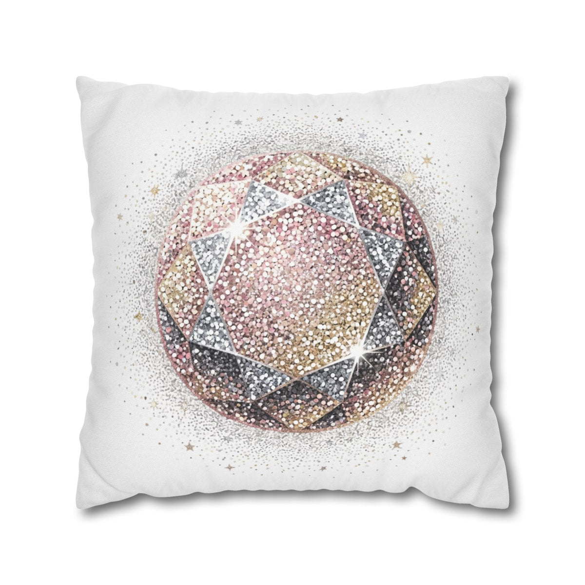 Glittery Spun Polyester Square Pillowcase- White