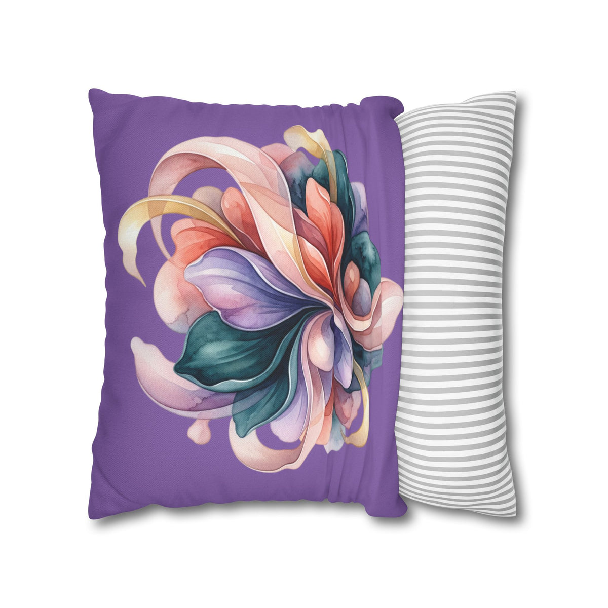 Floral Swirl Decorative Pillowcase — Purple Abstract Bloom Accent