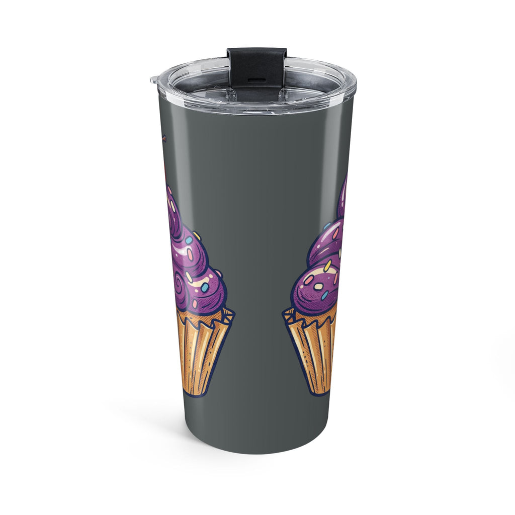 20oz Cupcake Tumbler Dark Grey — Purple Frosting Insulated Travel Cup