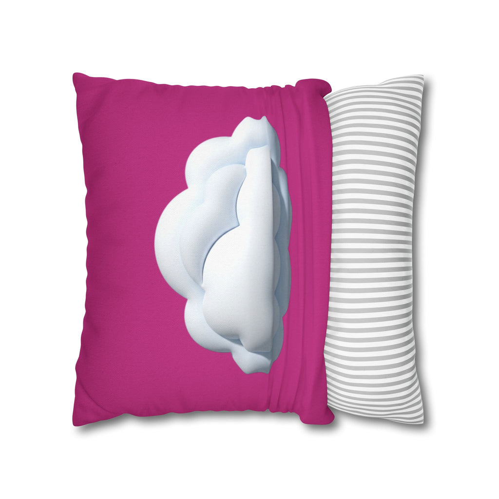 Cloud Graphic Pillowcase - Magenta Decorative Square Throw Pillow Cover