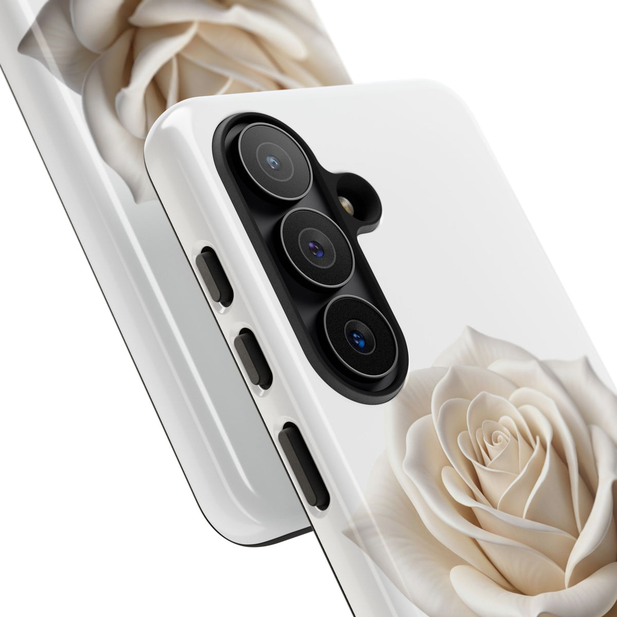 White Rose Tough Phone Case – Elegant Floral Protective Cover