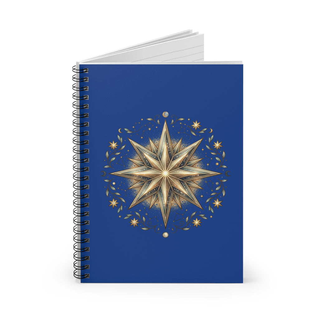 Star Print Spiral Notebook - Ruled Line- Navy