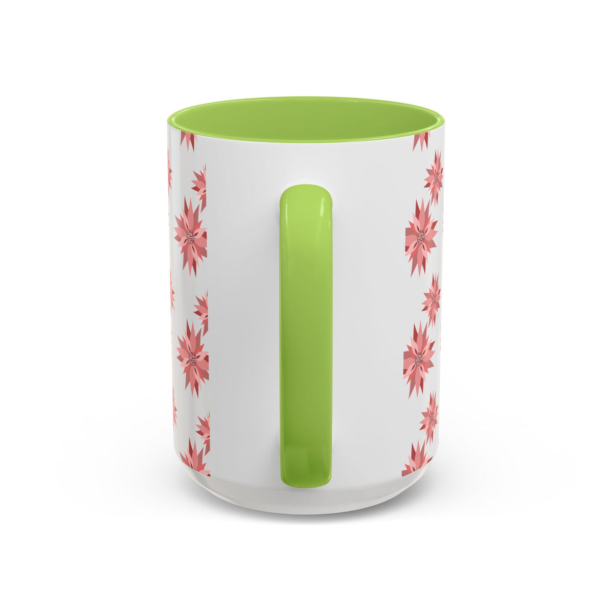 Pink Geometric Floral Accent Coffee Mug — 11/15oz