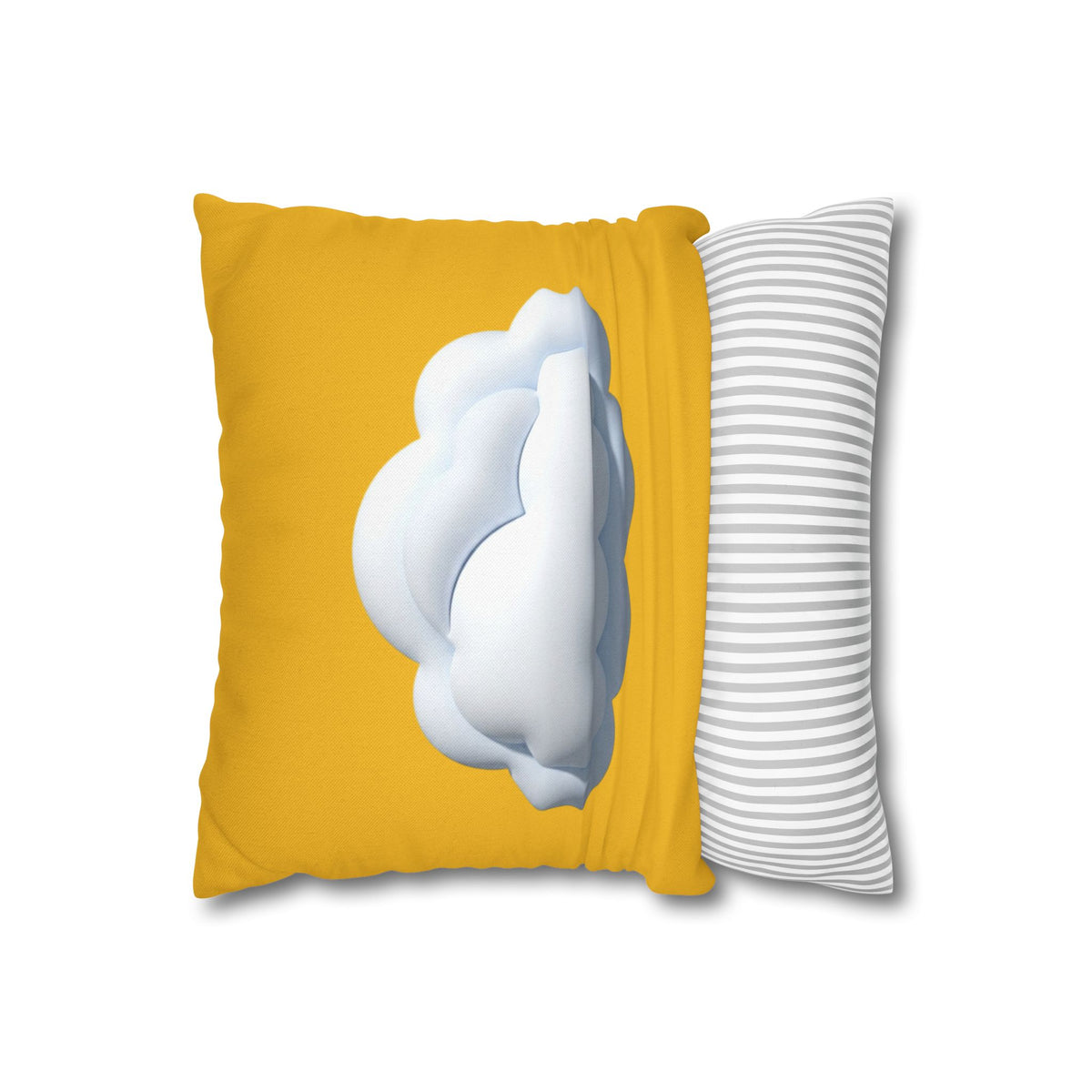 Yellow Cloud Decorative Pillowcase - Cute Fluffy Cloud Accent Cushion Cover